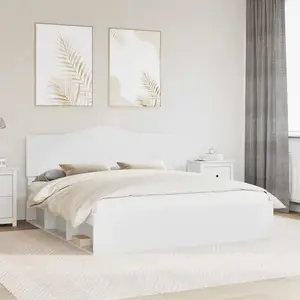 vidaXL Cadre de lit avec tête de lit Blanc 180 x 200 cm Pin massif pas cher