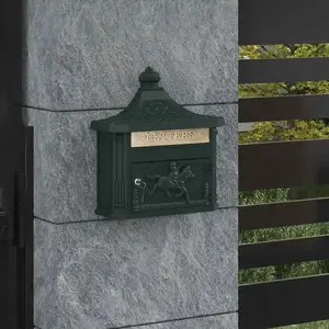 vidaXL Boîte aux lettres murale avec stockage Vert 40.5 x 15.5 x 44 cm pas cher