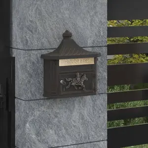 vidaXL Boîte aux lettres murale avec porte Bronze 40.5 x 15.5 x 44 cm pas cher