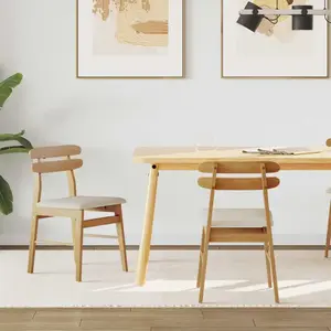 vidaXL Chaise de salle à manger 2 pcs Naturel et clair Bois Massif pas cher
