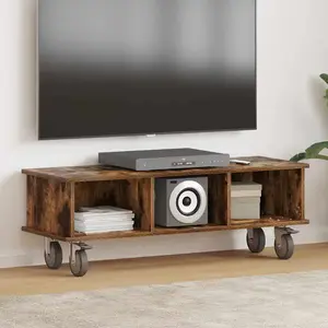 vidaXL vidaXL Meuble TV Chêne fumé 100 x 35 x 35 cm Bois d'ingénierie