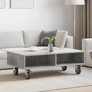 vidaXL vidaXL Table d'appoint avec roues Gris béton 90 x 50 x 30 cm pas cher