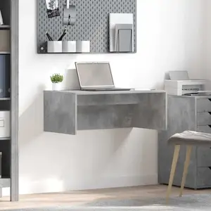 vidaXL Bureau mural Gris béton 80 x 45 x 30 cm Bois d'ingénierie pas cher