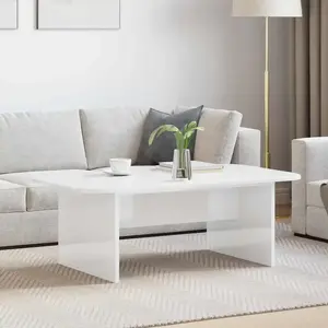 vidaXL Table basse Blanc brillant 93 x 53 x 33 cm Bois d'ingénierie pas cher