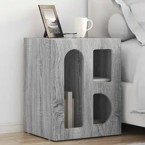 vidaXL Table de chevet Gris Sonoma 40 x 35 x 50 cm Bois d'ingénierie pas cher