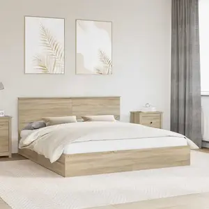 vidaXL Lit de Rangement Chêne Sonoma 180 x 200 cm Bois d'ingénierie pas cher