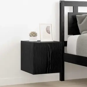 vidaXL Meuble TV mural Chêne noir 30,5 x 35 x 30 cm Bois d'ingénierie pas cher