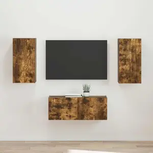 vidaXL Ensemble meuble TV 2 pcs Chêne fumé Bois d'ingénierie pas cher