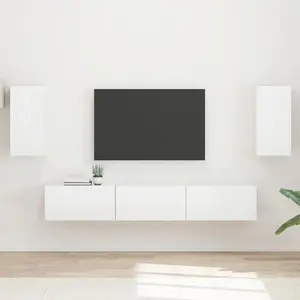 vidaXL Ensemble meuble TV 3 pcs Blanc brillant Bois d'ingénierie pas cher