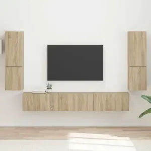 vidaXL Ensemble meuble TV 4 pcs Chêne Sonoma Bois d'ingénierie pas cher