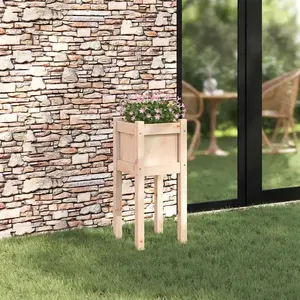 vidaXL Cache-pot de jardin Nature 31 x 31 x 70 cm Bois de pin massif pas cher