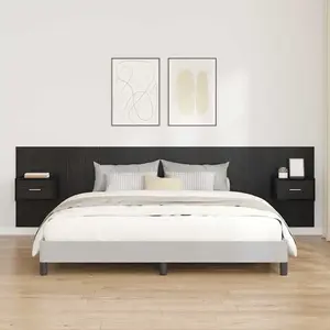 vidaXL Tête de lit avec armoire 3 pcs Chêne noir Bois d'ingénierie pas cher
