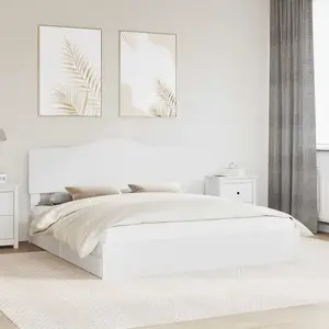 vidaXL Lit de Rangement Blanc 180 x 200 cm Bois d'ingénierie pas cher