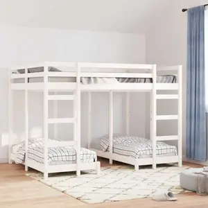 vidaXL Cadre de lit superposé triple Blanc 140 x 200 cm Pin massif pas cher