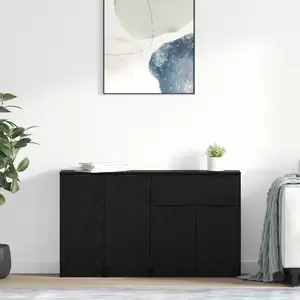 vidaXL Buffets 3 pcs Chêne noir 69,5 x 34 x 180 cm Bois d'ingénierie pas cher