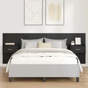 vidaXL Tête de lit avec armoire 3 pcs Chêne noir Bois d'ingénierie pas cher