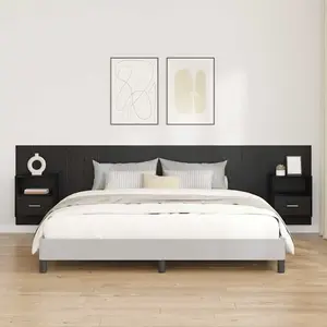 vidaXL Tête de lit avec armoire 3 pcs Chêne noir Bois d'ingénierie pas cher