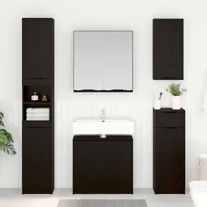 vidaXL Vidaxl Ensemble De Meubles De Salle De Bain 3 Pcs Chêne Noir pas cher