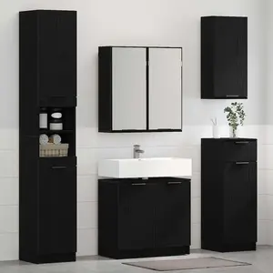 vidaXL Ensemble de mobilier de salle de bain 5 pcs Chêne noir pas cher