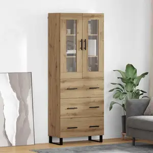 vidaXL Haut Armoire 2 pcs Chêne artisanal Bois Aggloméré et Verre pas cher