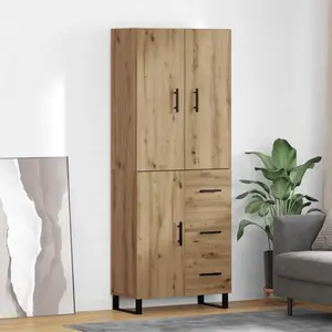 vidaXL Haut Armoire 2 pcs Chêne artisanal Bois Aggloméré et Verre pas cher