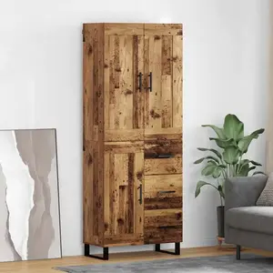 vidaXL Haut Armoire 2 pcs Bois Ancien Bois Aggloméré et Verre pas cher