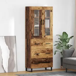 vidaXL Haut Armoire 2 pcs Bois Ancien Bois Aggloméré et Verre pas cher