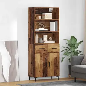 vidaXL Haut Armoire Bois Ancien 69,5 x 32,5 x 180 cm Bois d'ingénierie pas cher