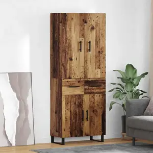 vidaXL Haut Armoire 2 pcs Bois Ancien Bois Aggloméré et Verre pas cher