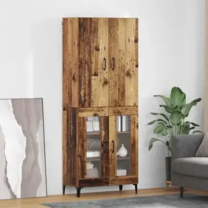 vidaXL Haut Armoire Bois Ancien 69,5 x 34 x 180 cm Bois d'ingénierie pas cher