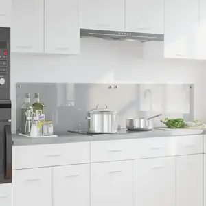 vidaXL Protection de cuisine 2 pcs Gris clair 90 x 40 cm verre trempé pas cher