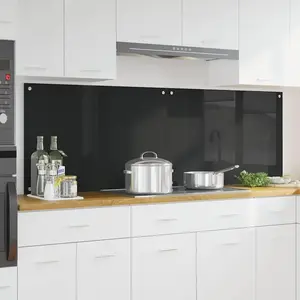 vidaXL Protection de cuisine Noir 90 x 60 x 0.8 cm verre trempé