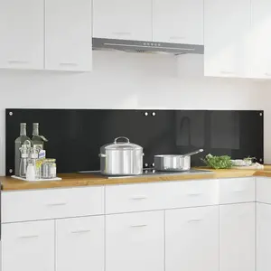vidaXL Protection de cuisine Noir 100 x 40 x 0.8 cm verre trempé pas cher