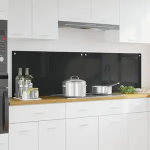vidaXL Protection de cuisine Noir 90 x 50 x 0.8 cm verre trempé pas cher