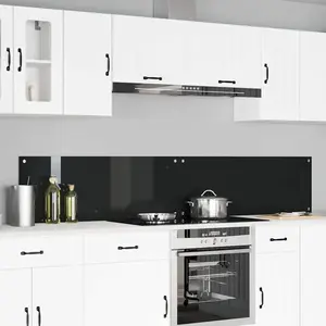 vidaXL Protection de cuisine 2 pcs Noir 110 x 40 cm verre trempé