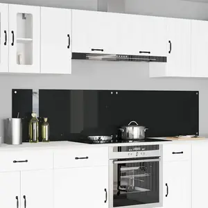 vidaXL Protection de cuisine 2 pcs Noir 110 x 50 cm verre trempé