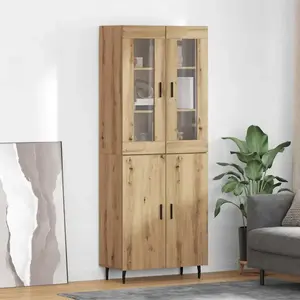 vidaXL Haut Armoire 2 pcs Chêne artisanal Bois Aggloméré et Verre pas cher