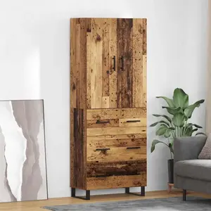 vidaXL Haut Armoire 2 pcs Bois Ancien Bois Aggloméré et Verre pas cher