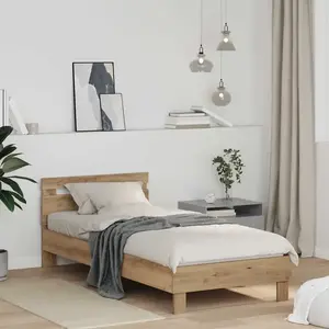 vidaXL vidaXL Cadre de lit Chêne artisanal 75 x 190 cm Bois d'ingénierie pas cher