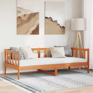 vidaXL Cadre de lit Cire marron 100 x 200 cm Bois de pin massif pas cher