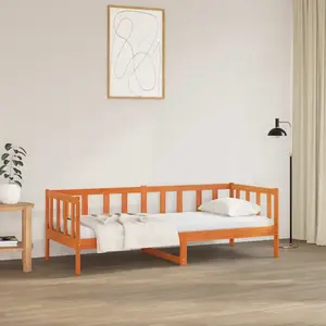 vidaXL Cadre de lit Cire marron 90 x 190 cm Bois de pin massif pas cher