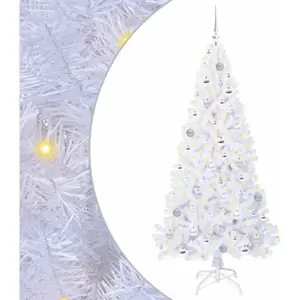 vidaXL Sapin de Noël artificiel avec 300 LED Blanc 180 cm PVC et Acier pas cher
