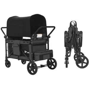 Poussette Wagon Pour 4 Enfants-Duoku-Poussette Quadruple Pliable-Avec Poignée Réglable-Harnais De Sécurité Et Auvent Amovible pas cher