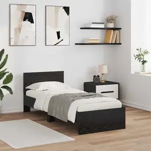 vidaXL Vidaxl Cadre De Lit Chêne Noir 75 X 190 Cm Bois D'ingénierie pas cher