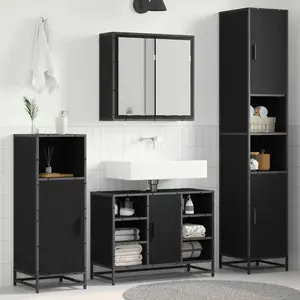vidaXL Vidaxl Ensemble De Mobilier De Salle De Bain 4 Pcs Chêne Noir pas cher