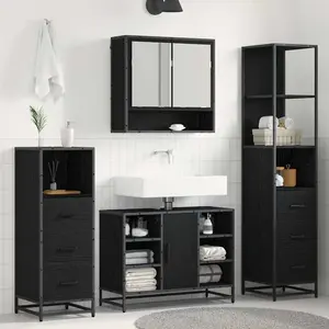 Comparateur de prix : vidaXL Vidaxl Ensemble De Mobilier De Salle De Bain 4 Pcs Chêne Noir