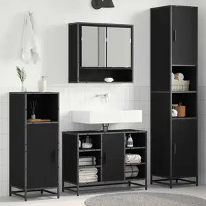 vidaXL Cabinet de salle de bain Chêne noir 35 x 37,5 x 188,5 cm pas cher