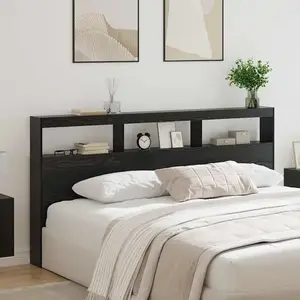 vidaXL Tête de lit Chêne noir 200 x 17 x 102 cm Bois d'ingénierie pas cher