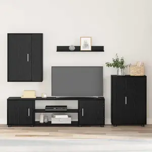 vidaXL Ensemble meuble TV 4 pcs Chêne noir Bois d'ingénierie pas cher
