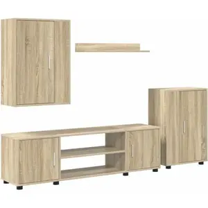 vidaXL Ensemble de meuble TV 4 pièces Montage mural 4 pcs Chêne sonoma pas cher